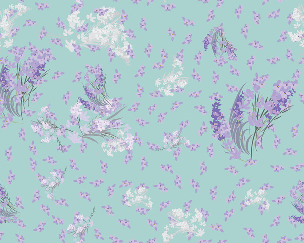 Floral lavender retro vintage background - Vector, imagen
