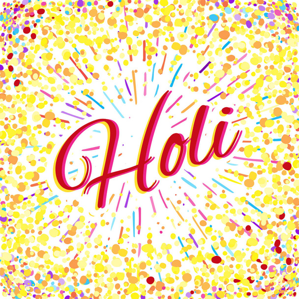 Greeting Card for Happy Holi Spring Festival with Sample Text - Vettoriali, immagini