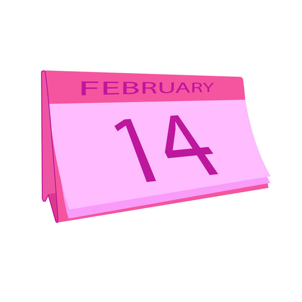 February 14. Calendar icon.Valentines day.Love.Vector illustration,flat style. - Vector, Image