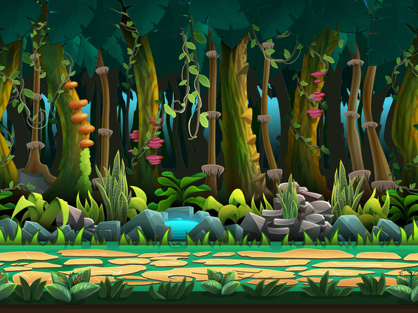 Seamless cartoon jungle  - Vector, Image