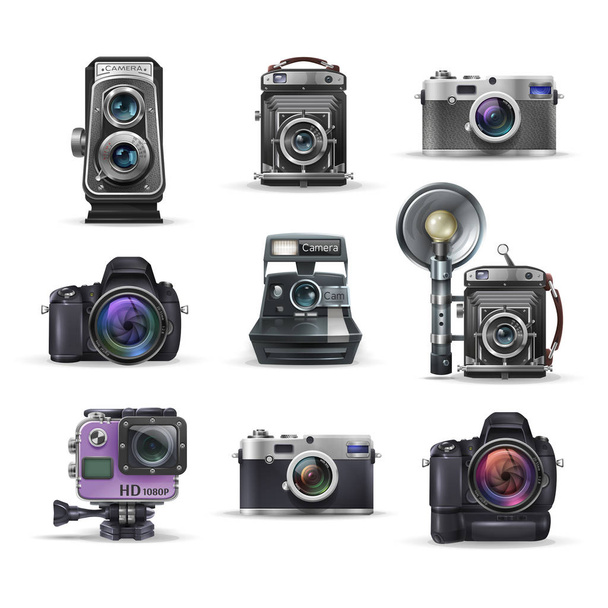 Ретро-камери та цифрові камери
 - Вектор, зображення