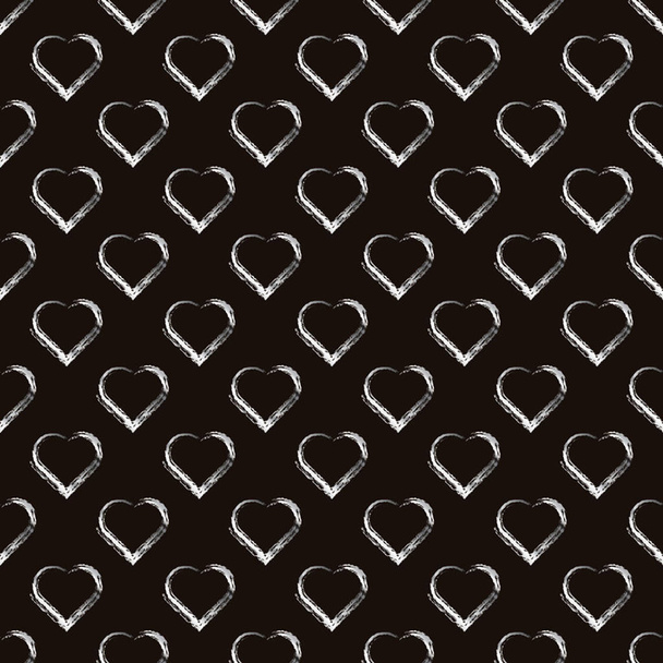 Silver hearts seamless vector pattern. Brown and silver Valentines day background. Doodle hearts ornament. - Vektori, kuva