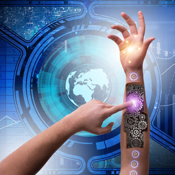 Botón de mano robótica en concepto futurista
 - Foto, Imagen