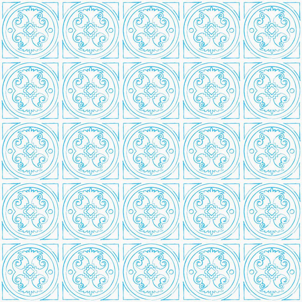 Vector seamless hand draw venetian background. Sky blue pattern on white background - Vector, Image