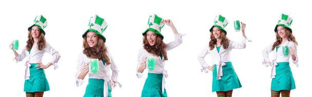 Young girl in saint patrick celebration concept - Photo, Image