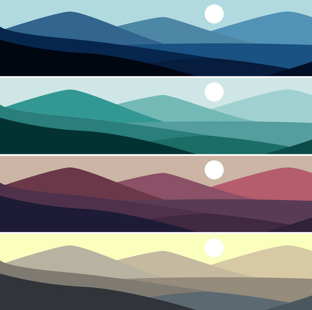 Vector illustration of mountain landscape in time of day - Vetor, Imagem