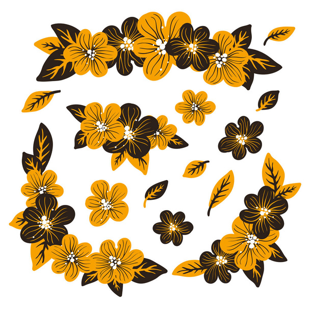 Collection of yellow flowers design - Vetor, Imagem