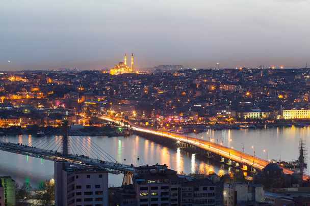 Istanbul panoramic view at night. - Foto, Bild