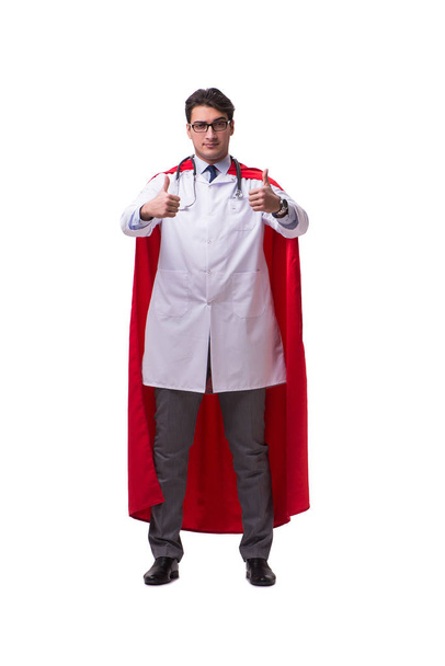 白で隔離のスーパー ヒーロー医師 - 写真・画像