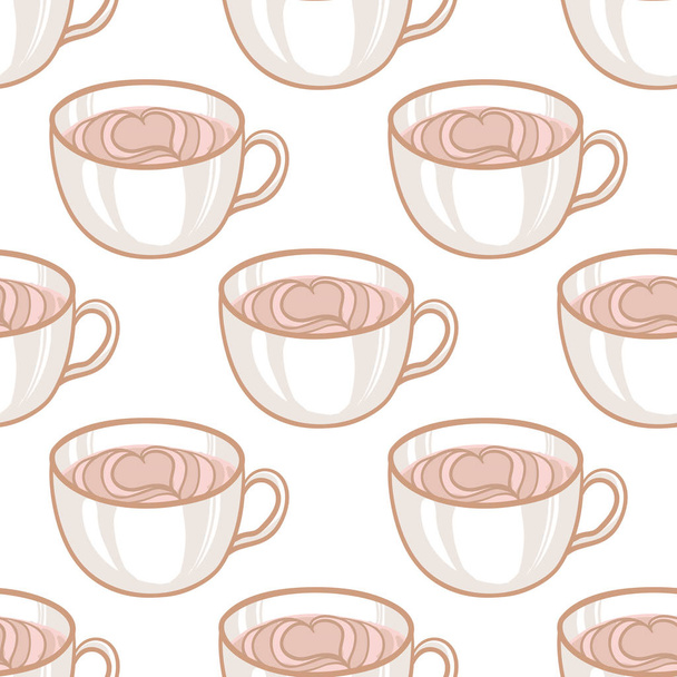 February 14, Valentines Day Breakfast seamless pattern - Vector, Image