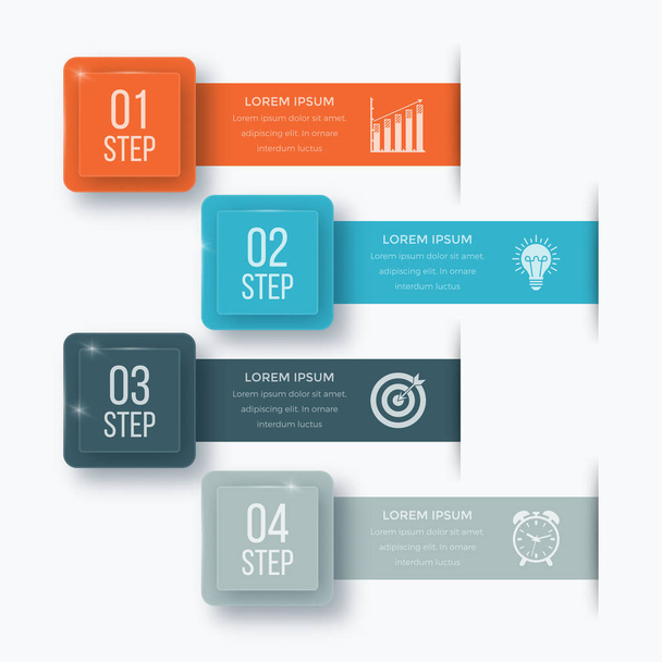 Infographics template four options with square - Вектор,изображение