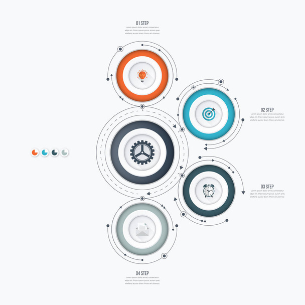 Infographics template four options with circle - Wektor, obraz