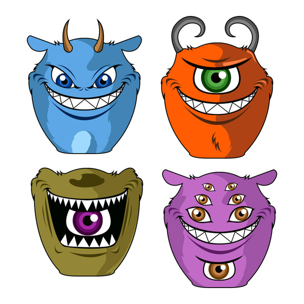 Set of cute monsters - Vector, Imagen
