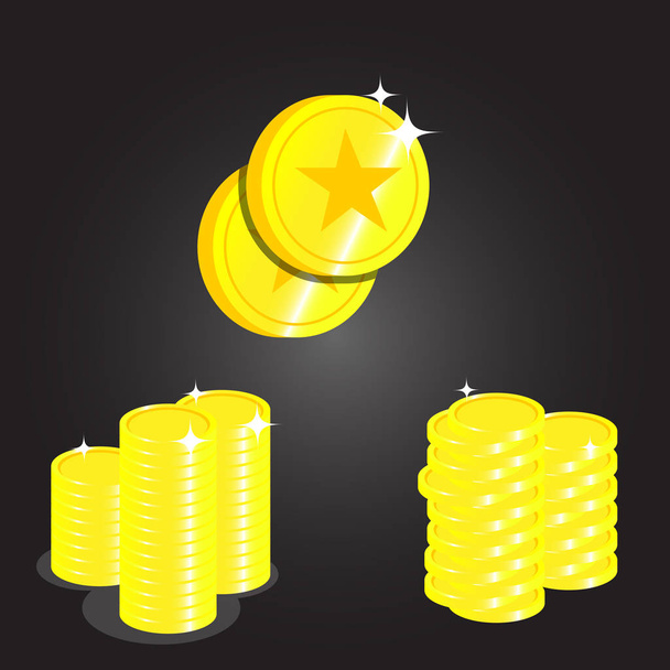 coin icons with background black - Vector, Image