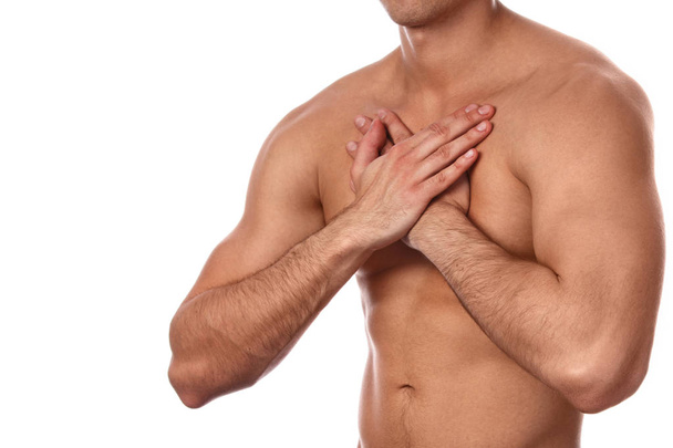Man with pain in his chest - Φωτογραφία, εικόνα