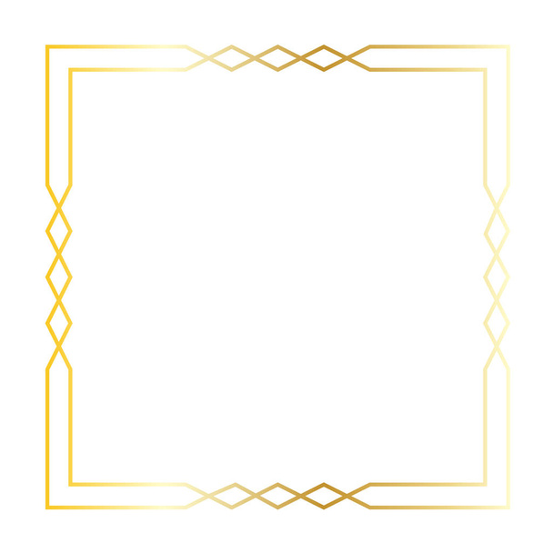 ゴールド アールデコ正方形フレーム - ベクター画像