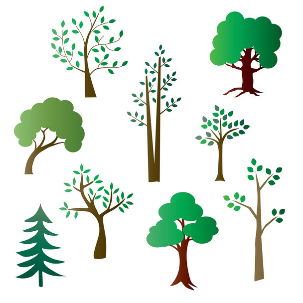  kleurovergang groene bomen - Vector, afbeelding