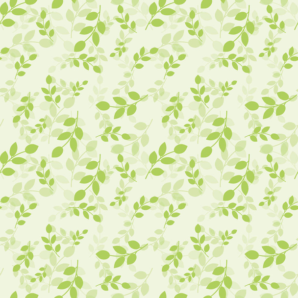 Seamless pattern with green leaves. Vector illustration.  Natural style. Background for dress, manufacturing, wallpapers, prints, gift wrap and scrapbook.  - Vector, imagen