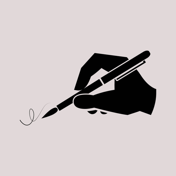 hand with ink pen - Vector, Image