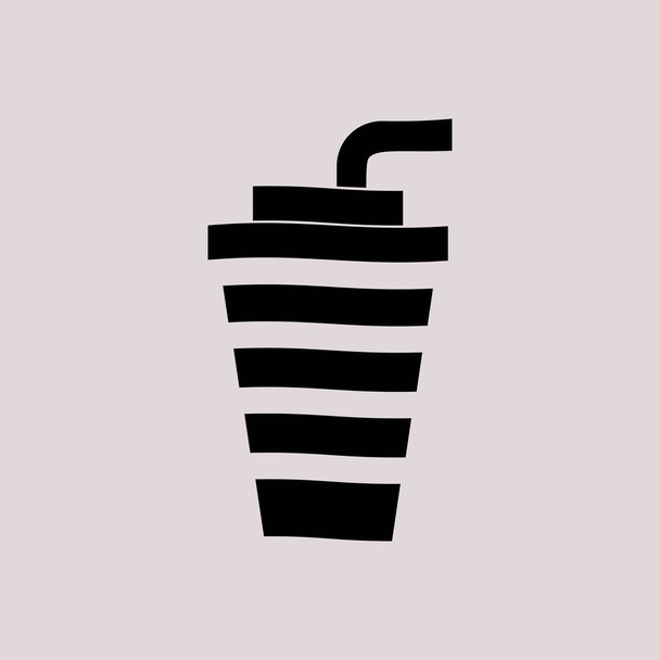 cup with a straw icon - Vector, Image