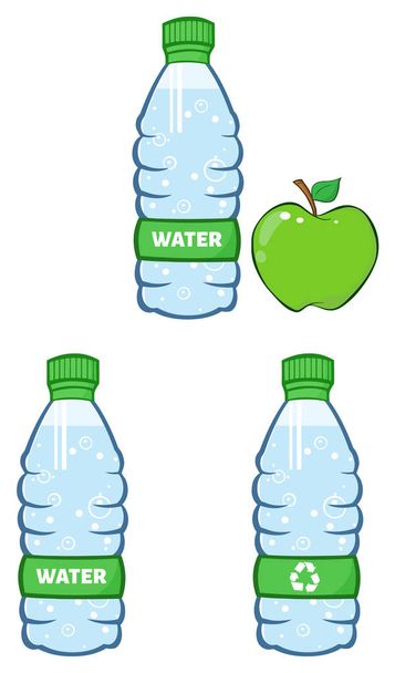 Bottles of mineral water reflected  - Vector, Image