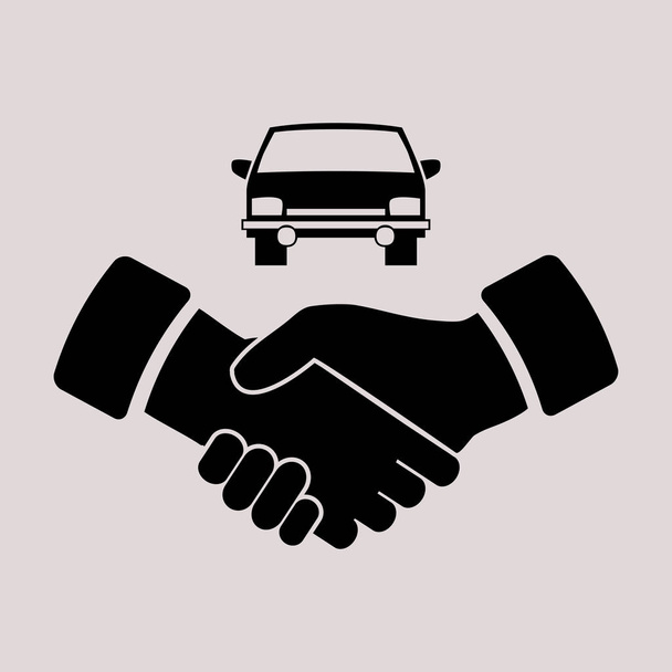 handshake and car  icon - Vector, Image