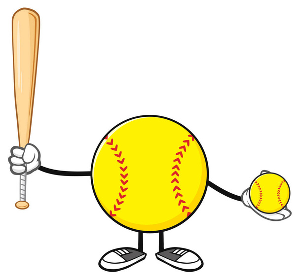 Softball gesichtsloser Spieler Karikatur - Vektor, Bild