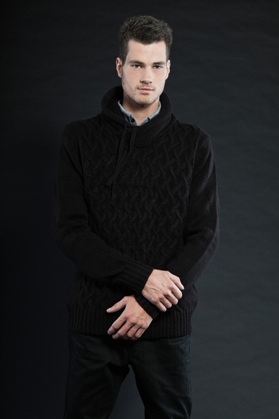 Handsome man dark winter fashion. - Foto, Imagem