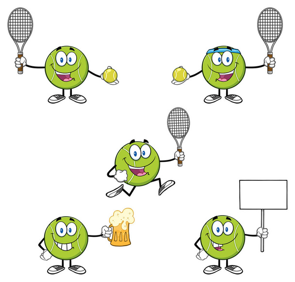 bola de tênis sem rosto desenhos animados
  - Vetor, Imagem