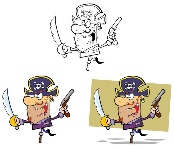 Пірат розмахуючи мечем
  - Вектор, зображення