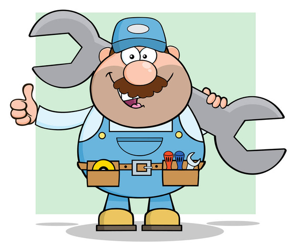 Smiling Mechanic Cartoon Character  - Vector, Image
