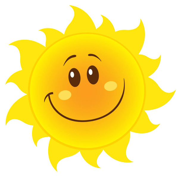 Smiling Yellow Simple Sun Cartoon  - Vector, Image