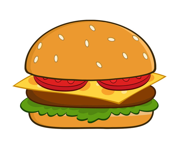 Hamburger Cartoon  Illustration - Vector, Image