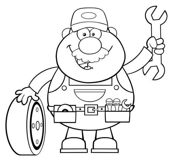 Usmívající se mechanik kreslená postavička  - Vektor, obrázek