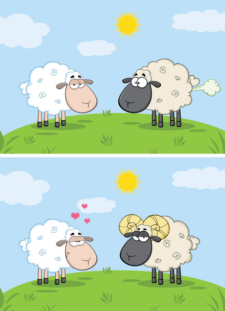 moutons blancs amoureux avec bélier
 - Vecteur, image