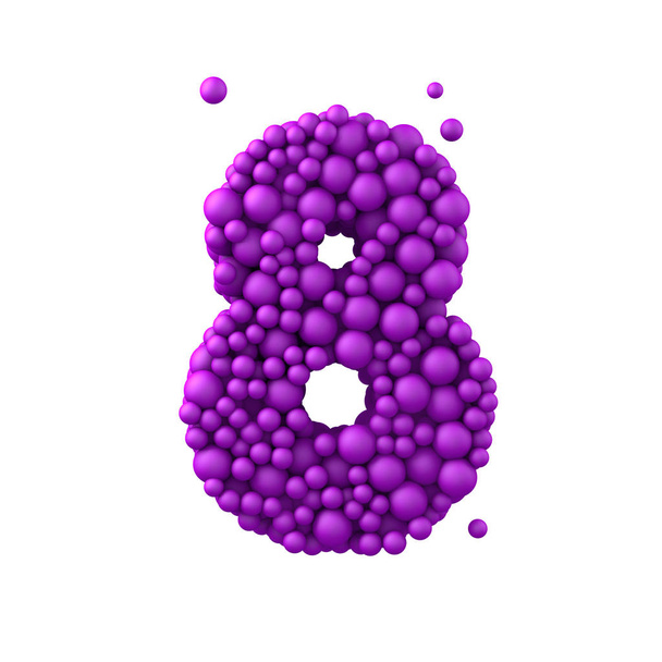Numero 8 valmistettu muovista helmiä, violetti kuplia
 - Valokuva, kuva