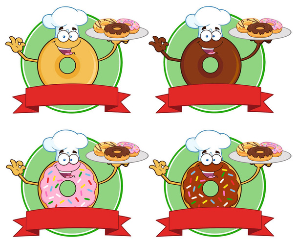 Ντόνατς χαρακτήρες κινουμένων σχεδίων - Διάνυσμα, εικόνα