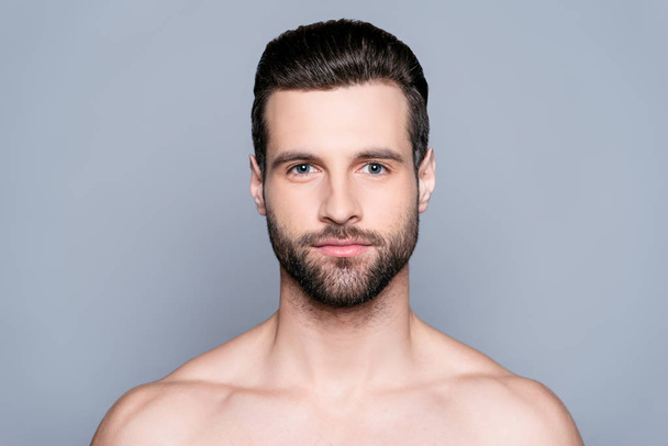 Portrait of bearded naked young man after shower - Zdjęcie, obraz