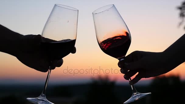 バルーン ワイングラスに注がれて豊かな赤ワイン - 映像、動画