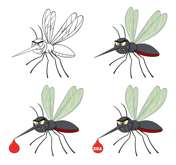 Sivrisinek uçan karakter karikatür.  - Vektör, Görsel