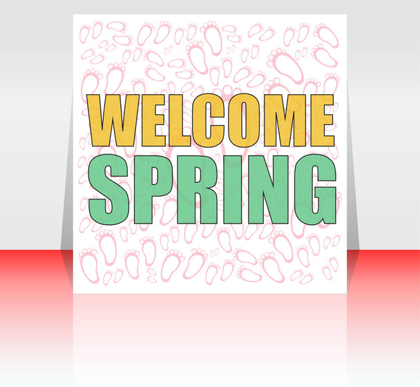 Welcome spring words on holiday card - 写真・画像
