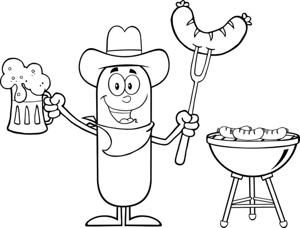 Sausage Cartoon Character - Vector, Image