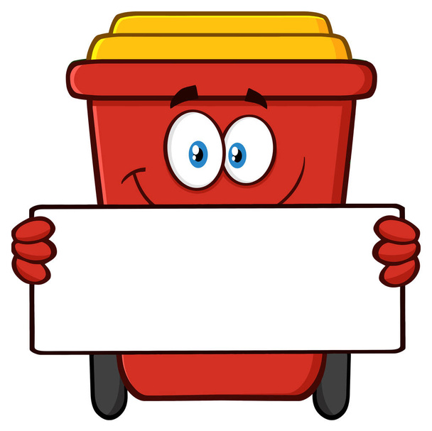 Lächelnder roter Papierkorb-Cartoon  - Vektor, Bild