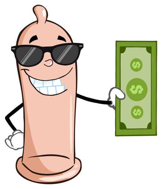 Smiling Condom Cartoon Mascot Character  - Vector, Image