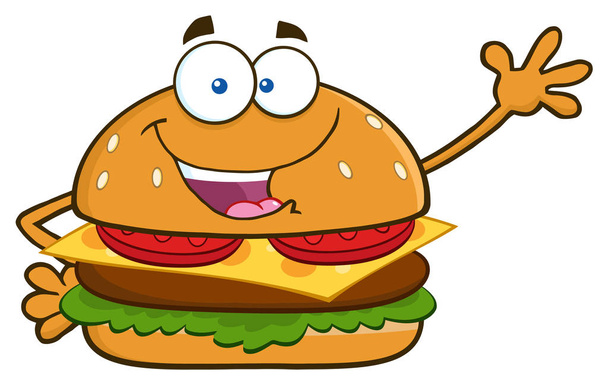 hamburguesa personaje de dibujos animados
  - Vector, Imagen