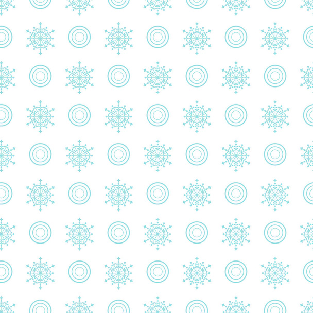 Winter seamless pattern with  snowflakes and circles.  - Vektör, Görsel