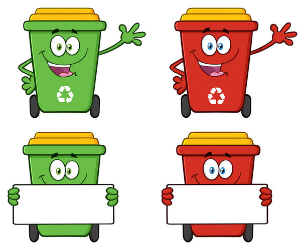 Papelera de reciclaje de dibujos animados
 - Vector, Imagen