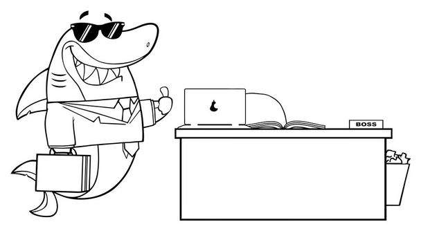 Carácter de dibujos animados de tiburón
 - Vector, Imagen
