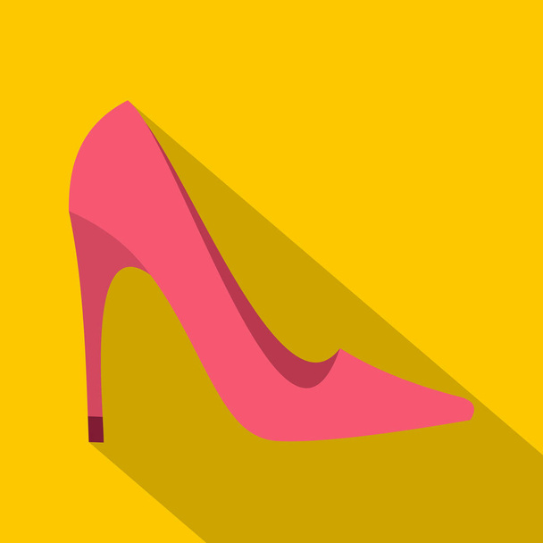 Pink high heel shoe icon, flat style - Vector, Image