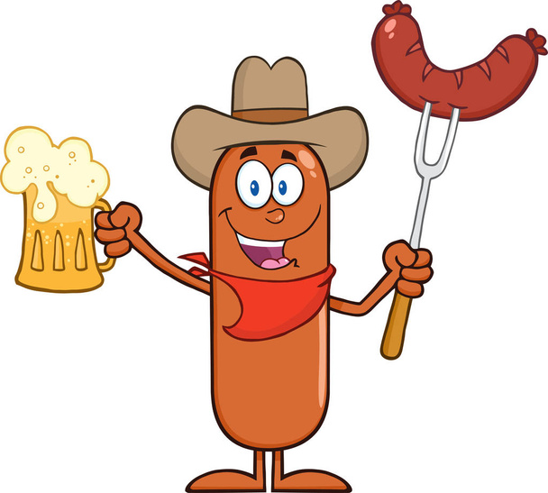 Sausage Cartoon Character - Vektor, Bild